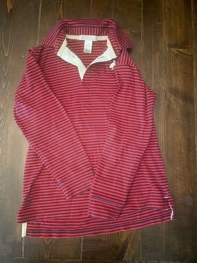 The Beaufort Bonnet Company Red and Navy Striped Shirt